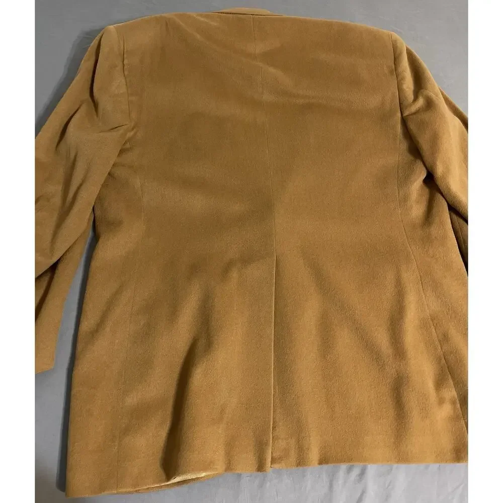 Vtg Bill Blass 100% Cashmere Blazer Sport Coat Jacket 42R Camel Tan Gold Mens